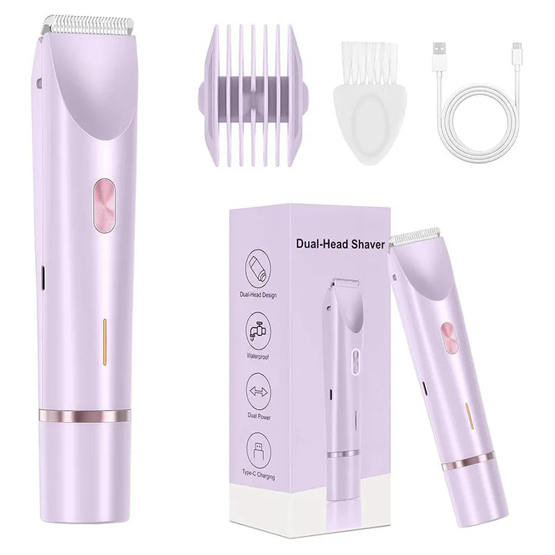 New 2 in 1 Dual Head Shaver Hair Trimmer Electric Razors Wet Dry Painless Shaer Machine Hair Remoer for Women Body Private Areas