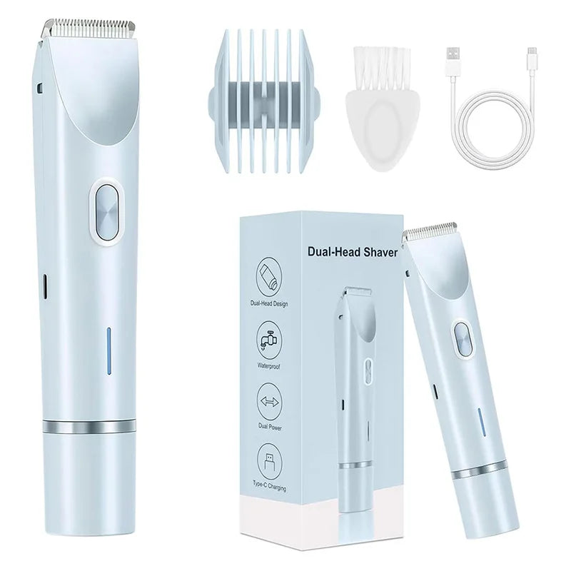 New 2 in 1 Dual Head Shaver Hair Trimmer Electric Razors Wet Dry Painless Shaer Machine Hair Remoer for Women Body Private Areas